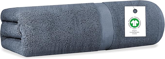 Delara Organic Cotton Luxuriously Plush Bath Sheet | GOTS & Oeko-TEX Certified | Premium Hotel Quality Towels | Feather Touch Technology| 650 GSM Long Staple|Soft, Quick Dry & Ultra-Absorbent 36"x70"