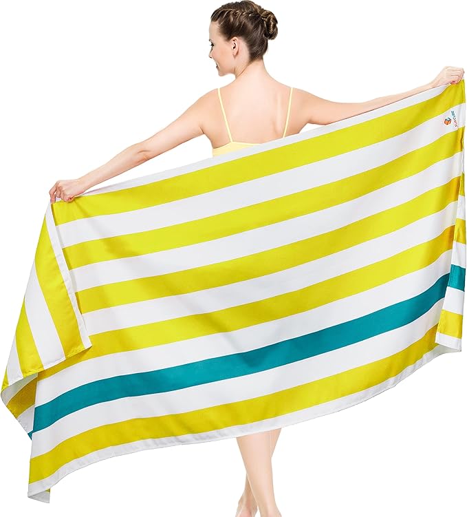 SUN CUBE Microfiber Beach Towel, Quick Dry Sand Free Beach Towel, Lightweight, Compact for Travel Swim Sports Camping, Packable Sand Resistant Towel Adult - Yellow 78x35 Inches