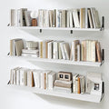 Fun Memories Extra Long Floating Wall Shelves, 48 x 8 Inches, Set of 3 Large Wood Floating Bookshelves with Metal Brackets for Storage & Display (White)
