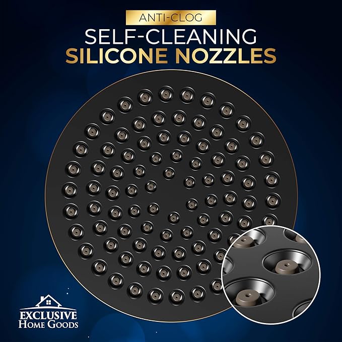 Luxury Rainfall Shower Head - High-Pressure showerhead Jets, rain shower head Ant-Clog Silicone Nozzles (1.8 GPM, Oil-Rubbed Bronze)