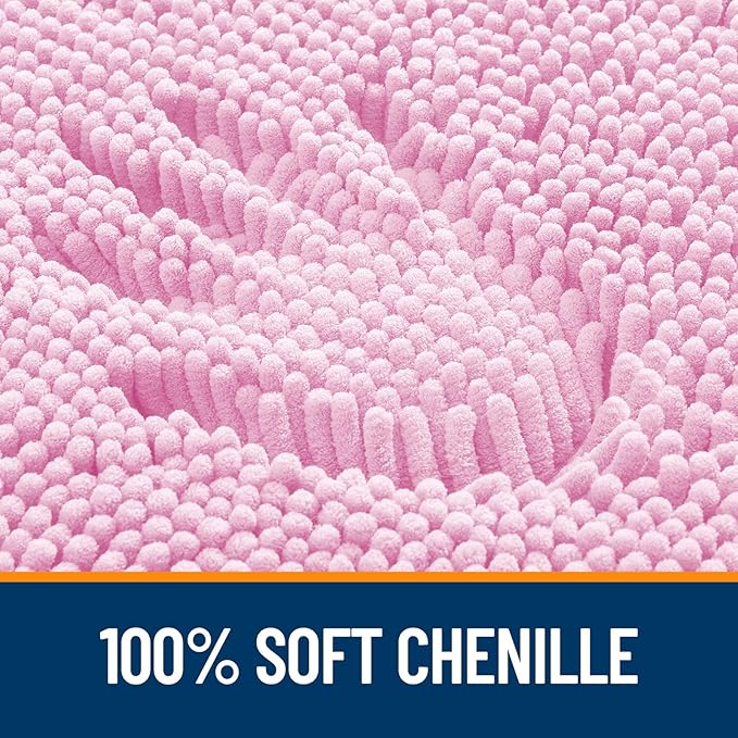 OLANLY Bathroom Rugs 70x46, Extra Soft Absorbent Chenille Bath Rugs, Rubber Backing Quick Dry, Machine Washable Bath Mats for Bathroom Floor, Tub and Shower, Home Decor Accessories, Pink