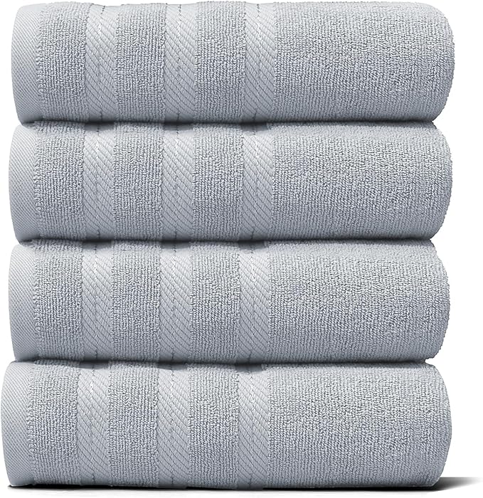Hearth & Harbor Luxury Hand Towels - 100% Ring Spun Cotton Hand Towels for Bathroom, Shower, Spa, Soft & Absorbent Towels, 4 Piece Set, Ice Blue