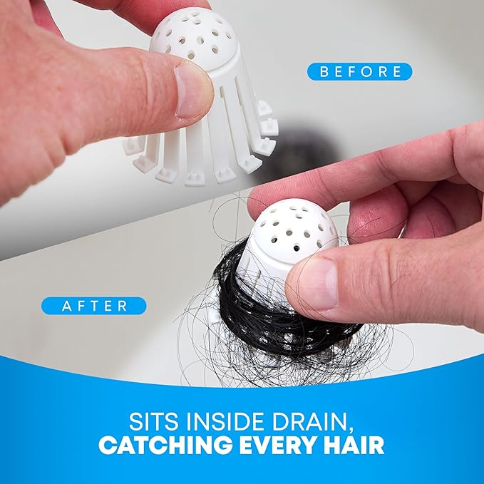 TubShroom Toss 21pk Disposable Bath Tub Drain Strainers - Hair Catcher Snare for Shower Bathtub to Prevent Clogged Drains, Traps Human and Pet Hair, One Year Supply (White)