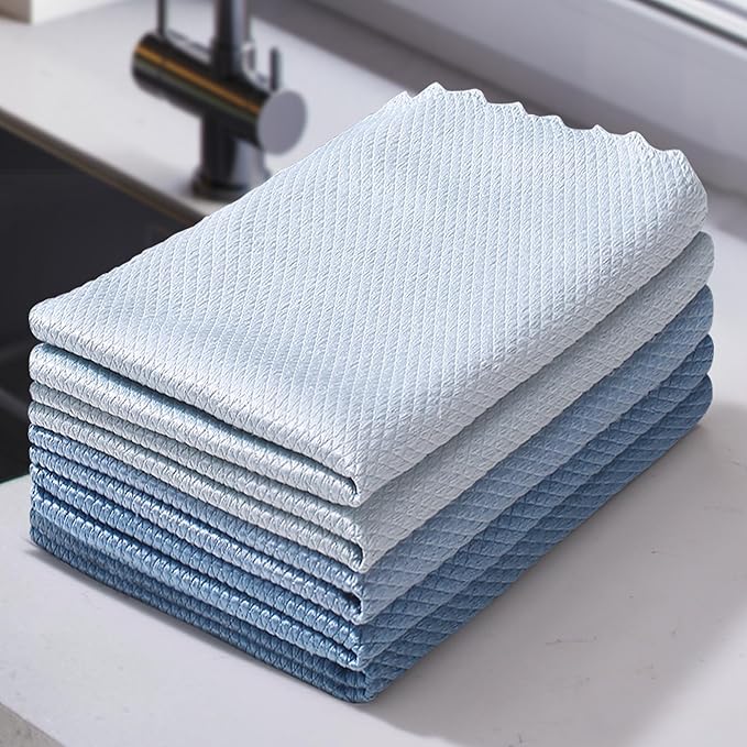 JOYMOOP Fish Scale Streak Free Magic Glass Window Cleaning Cloth, Microfiber Cleaning Cloth, Reusable Absorbent Shiny Wipes, Microfiber Towels, Lint Free Dish Drying Polishing Towels, 5 pcs