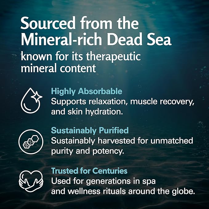 Magnesium Soak for Sports Recovery - Fast Acting Magnesium Bath Soak with Dead Sea Salt & MSM for Tired Feet & Sore Muscles - Replenishing Mineral Bath Salt for Full Body Relief (Fragrance Free) by M3