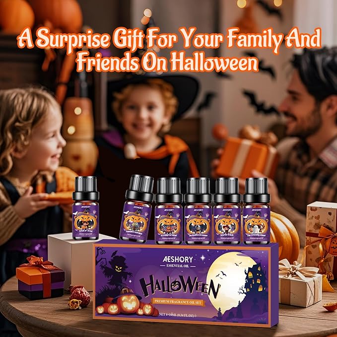 Halloween Fragrance Oil Set, Fall Essential Oils for Diffuser, Candle & Soap Scents, Trick or Treat, Zombie's Garden, Greepy Carnival, Headless Horseman, Scarlet Witch, Ghost Autumn Scented Oil Gift