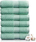 NY Loft 100% Cotton Hand Towel 6 Pack | Super Soft & Absorbent Quick-Dry Hand Towels 16" x 28" |Textured and Durable Cotton | Trinity Collection (6 Pack Hand Towel, Wasabi Green)