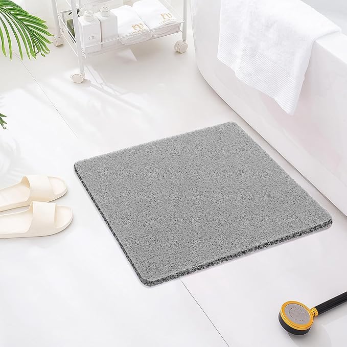 Joyhalo Shower Mats for Showers Anti Slip for Elderly, 24'' x 24'' Non Slip Bath Mat for Inside Shower, Bath Tub Mats for Bathroom Non Slip for Shower, PVC Loofah Bathroom Mats, Grey