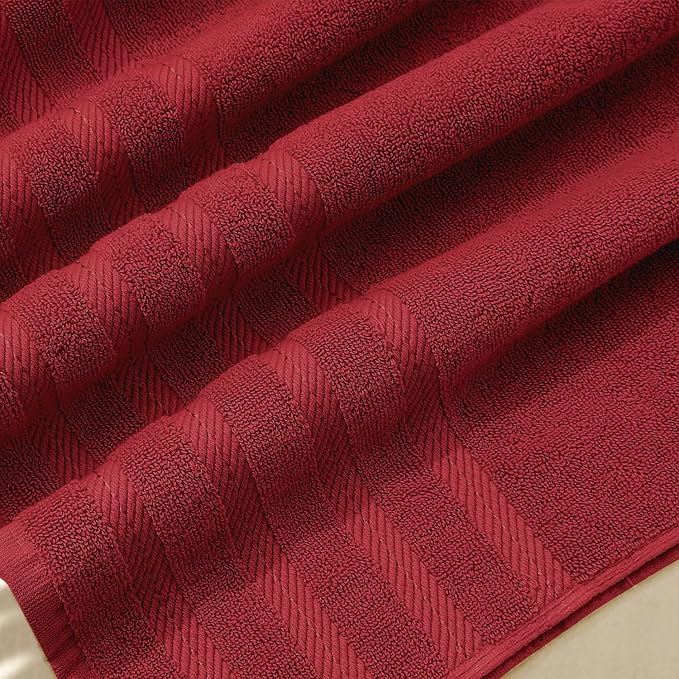 Hearth & Harbor Bath Towels for Bathroom - 100% Ring Spun Cotton Luxury Bathroom Towels - Soft & Highly Absorbent Bath Towels Set, 6 Piece Set, Red
