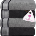 CASA COPENHAGEN He & She 4 Pieces Large Bath Towel Set- Pine Grey + Grey Violet, 550 GSM, Designed in Denmark Made of Soft Egyptian Cotton for Bathroom, Kitchen & Shower