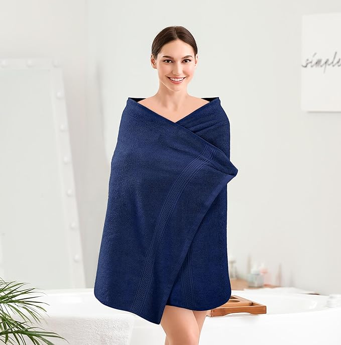 Utopia Towels 4 Pack Premium Bath Towels Set, 27 by 54 Inches, 100% Ring Spun Cotton 600GSM, Lightweight and Highly Absorbent Quick Drying Towels, Perfect for Daily Use, Navy