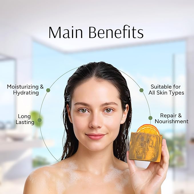 Marbela Cosmetics Orange Ginger Handmade Soap Bar - Made in USA, Vegan Friendly, Palm Oil Free, Natural Bar Soap - Gentle Face & Body Soap for Daily Skin Care, Moisturizing & Nourishing - 3.5 oz