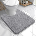 OLANLY Toilet Rugs U-Shaped 20x20, Extra Soft Absorbent Chenille Contour Bathroom Rugs for Toilet, Dry Quickly, Machine Washable, Non-Slip Bath Mat, Grey