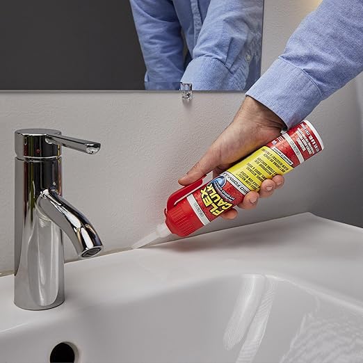 Flex Caulk, Waterproof & Weatherproof Hybrid Polymer Sealant, Strong, Paintable, Indoor, Outdoor, Bath, Shower, Sink, Window, Baseboards, Door, RV, Roof, Wood, Auto & Marine, White, 9 oz, 1-Pack