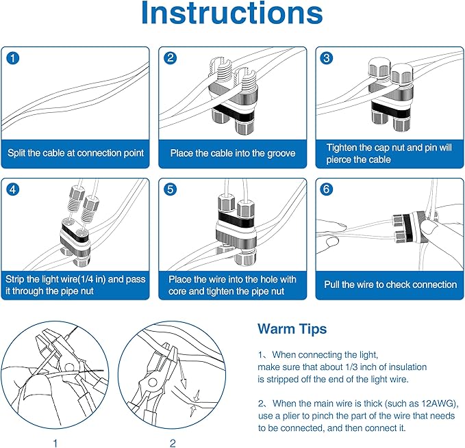 SUNVIE Fastlock2 Low Voltage Wire Connector Landscape Lighting Connectors 12-18 Gauge Waterproof Low Voltage Connectors Outdoor Landscape Wire Connector for Garden Yard Path Lights, 24 Pack