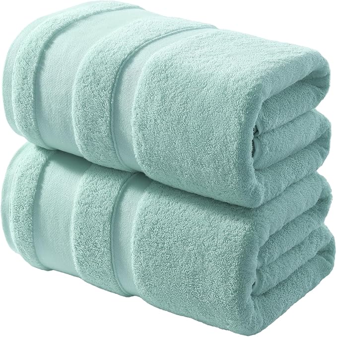 REDKISS 100% Cotton Bath Towels Set of 2, Extra Large Bath Sheets 35 X 70 Inches, 800 GSM, Quick Dry, Ultra Soft & Super Absorbent Bathroom Towel Sets for Bathroom, Gym, Spa, Pool & Hotel, Blue
