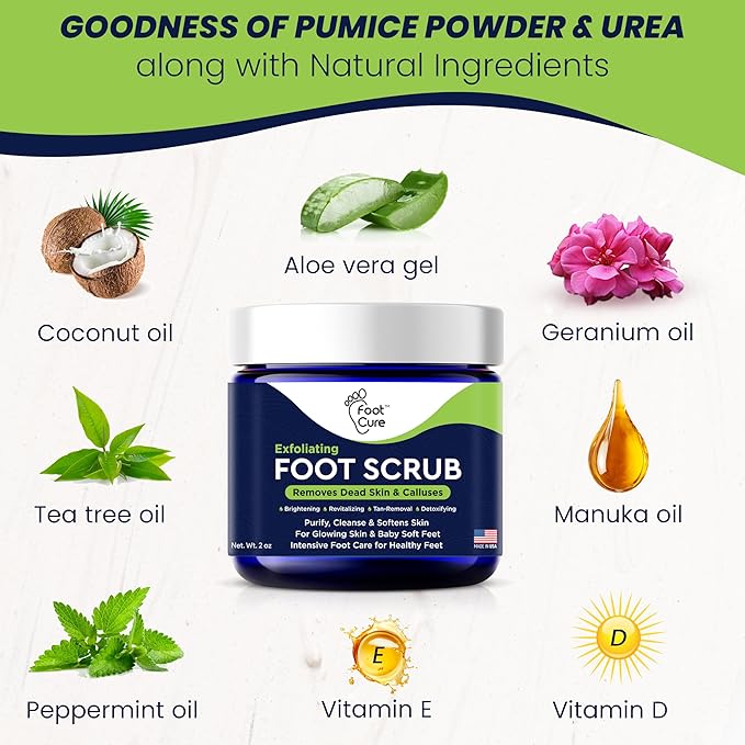 Exfoliating Foot Scrub with Pumice Stone powder - Gentle Moisturizing Foot Scrub for Dry Skin - Cracked Heel Repair for Smooth, Soft Feet - Pedicure Foot Spa 1 Pack
