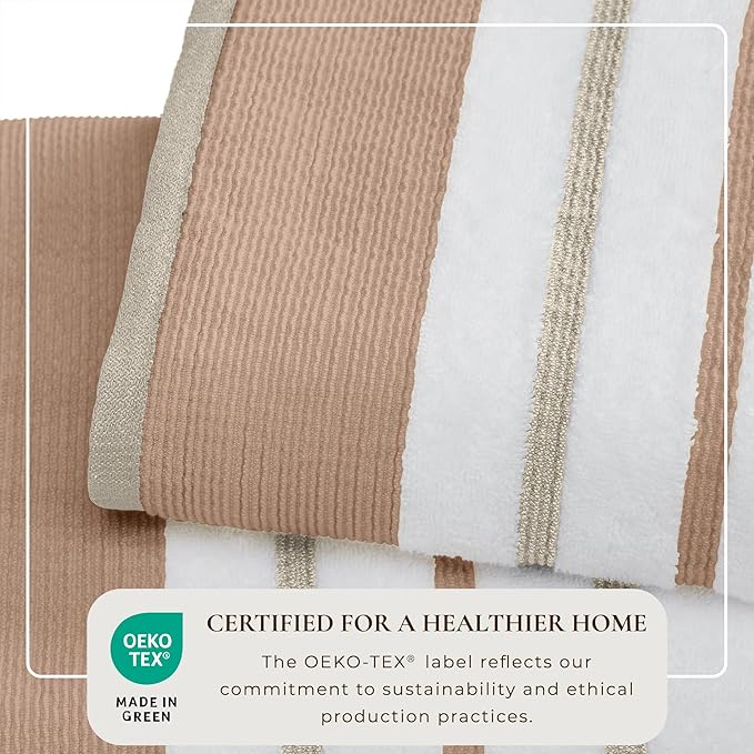 Great Bay Home Decorative Hand Towel Set - Luxury Cotton 4 Pack 26x16 Hand Towel Set - Luxurious, Ultra-Soft, Durable Towels for Bathroom Decor (Dusty Rose/Cappuccino)