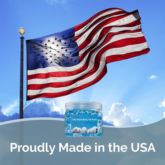 Clear Air Odor Eliminator Gel Beads - 12 oz, Pack of 2 - Air Freshener Made with Essential Oils - Eliminates Odors in Bathrooms, Cars, Boats, RVs & Pet Areas - Fresh Linen Scent