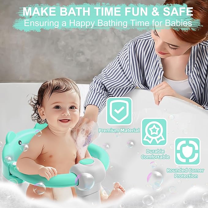 Baby Bath Seats for Babies 6 Months & Up, Infant Bath Chair for Newborn Sitting Up, Non-Slip Toddler Bath Tub Seat with Suction Cups & Soft Cushion for Shower, Compact Toddler Bathtub Seat, Aqua