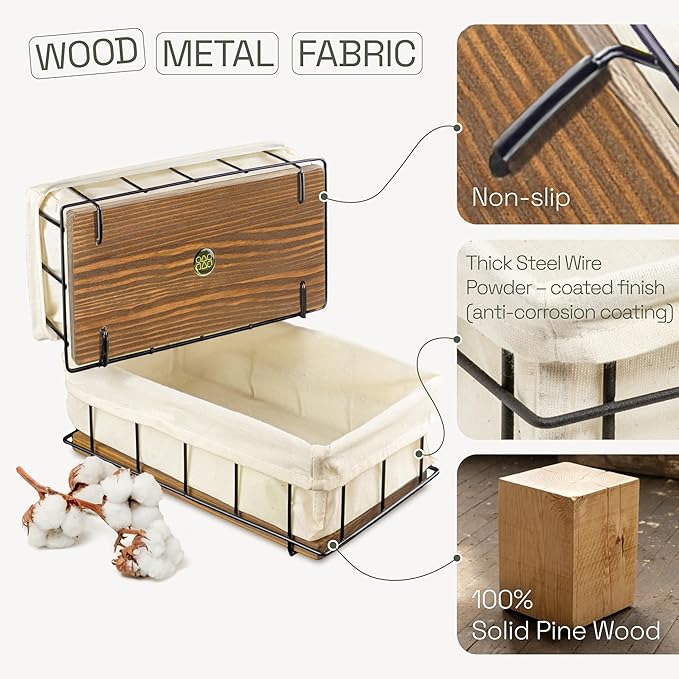 BAOBAB WORKSHOP Set of 2 Wooden Bathroom Baskets Organizer & Storage - Basket for Bathroom & Kitchen Decor - Toilet Tank Tray - Toilet Paper Basket for Back of Toilet Organizer