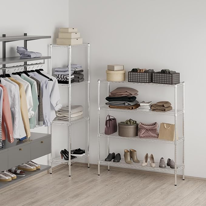 14" Deep x 48" Wide x 54" Height Wire Shelving Kit | 4-Tier | NSF Commercial Storage Rack Unit