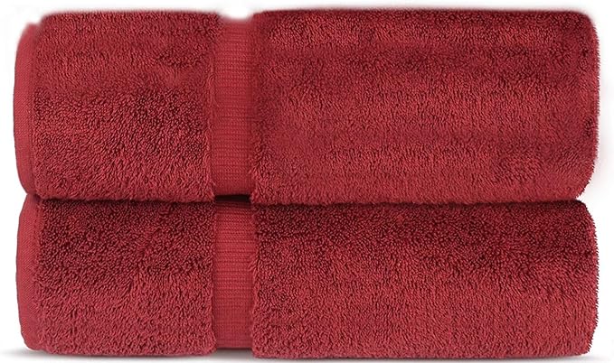 Luxury Hotel & Spa Quality, Quick Dry 100% Turkish Cotton 700 GSM, Eco Friendly Towel, for Bathroom Dobby Border Soft Bath Towel Set 27 X 54 (Cranberry, Bath Towels - Set of 2)