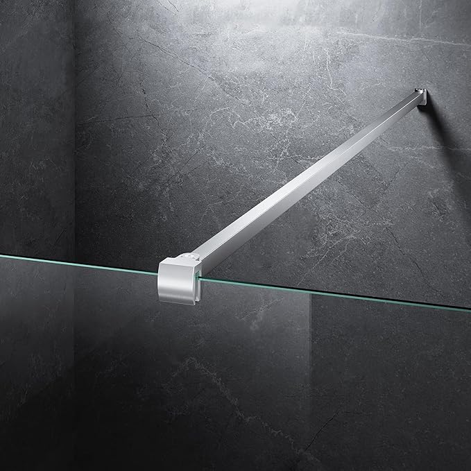 Frameless Shower Door Support Bar, Stainless Steel Wall-to-Glass Support Arm to Fixed Shower Glass Panel, for 1/4"-3/8" (6-10 mm) Door, 180° Pivot & Stow-Flat Mode (Brushed Nickel, 51.2-inch(1300mm))