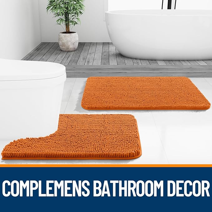 OLANLY Bathroom Rugs 24x16, Extra Soft Absorbent Chenille Bath Rugs, Rubber Backing Quick Dry, Machine Washable Bath Mats for Bathroom Floor, Tub and Shower, Home Decor Accessories, Clay