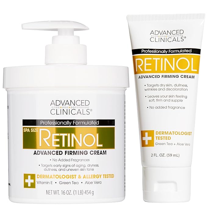 Advanced Clinicals Retinol Body Lotion & Face Moisturizer | Anti Aging Skin Care Retinol Body Cream For Women & Men Improves Appearance Of Fine Lines, Wrinkles, & Look Of Crepey Skin, W/Travel Size