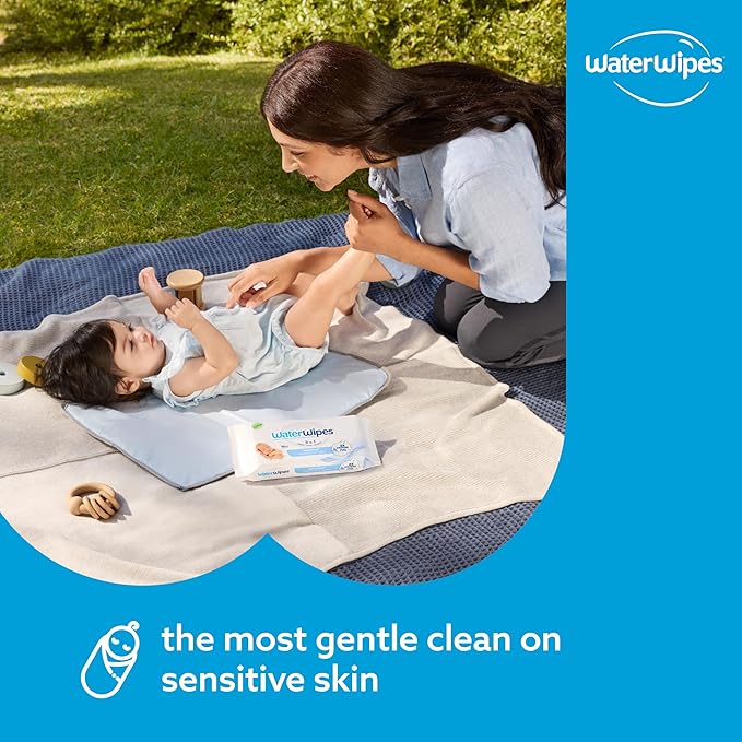 WaterWipes Sensitive+ Newborn & Baby Wipes, 3-In-1 Cleans, Cares, Protects, 99.9% Water, Unscented & Hypoallergenic, 180 Count (3 Packs)