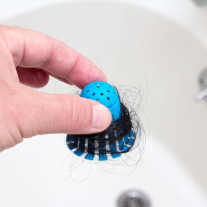 TubShroom Toss 21pk Disposable Bath Tub Drain Strainers - Hair Catcher Snare for Shower Bathtub to Prevent Clogged Drains, Traps Human and Pet Hair, One Year Supply (Blue)