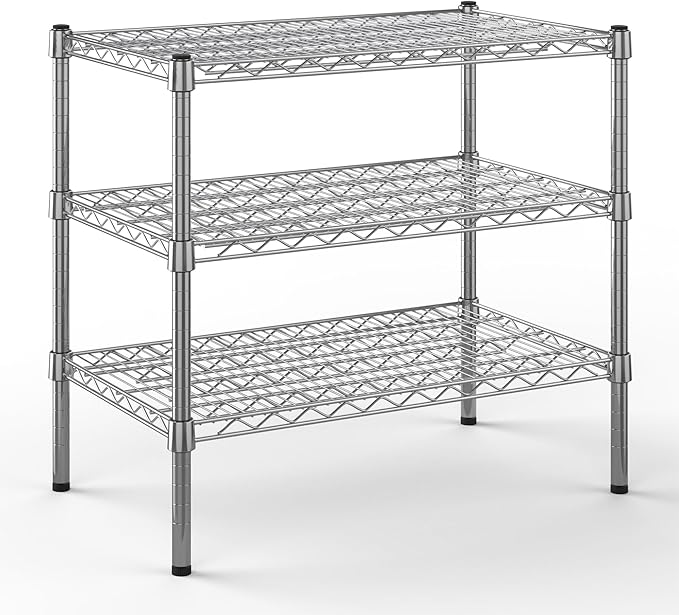 18" Deep x 30" Wide x 27" Height Wire Shelving Kit | 3-Tier | NSF Commercial Storage Rack Unit