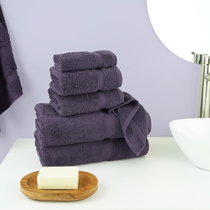 Chakir Turkish Linens Luxury Spa and Hotel Quality Premium Turkish Cotton 6-Piece Towel Set (2 x Bath Towels, 2 x Hand Towels, 2 x Washcloths)