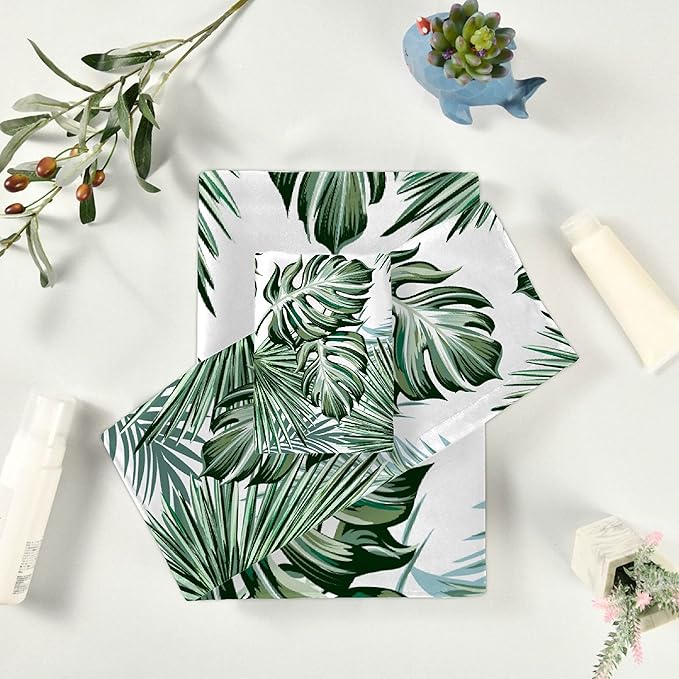 Deliciosa Palms Tropical Plants 3 Piece Towel Bathroom Sets, 1 Bath Towel, 1 Washcloth, 1 Hand Towel, Cotton Fast Dry Soft Absorbent Towel Set for Home Kitchen Family