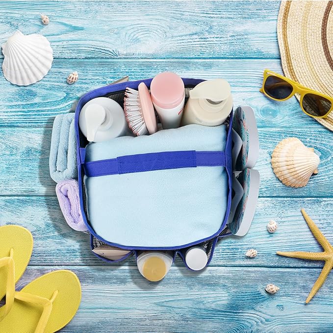 Attmu Mesh Shower Caddy Portable for College Dorm Room Essentials with 8 Pockets, Hanging Shower Caddy Dorm Basket, Quick Dry Shower Bag for Bathroom