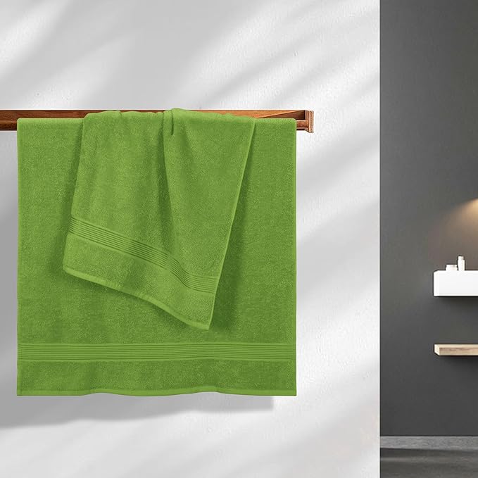 BELZZI Home Ultra Soft 4 Pack Oversized Bath Towel Set 27x54, Cotton Compact Bath Towels, Highly Absorbant Eco-Friendly Quickdry & Lightweight Towel, Ideal for Gym Travel Camp Pool - Kiwi Green