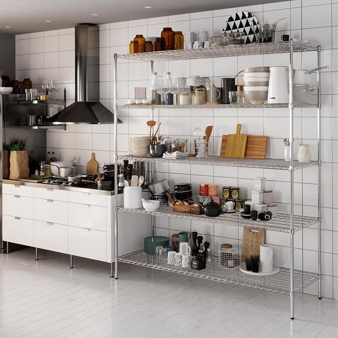 24" Deep x 72" Wide x 86" Height Wire Shelving Kit | 5-Tier | NSF Commercial Storage Rack Unit