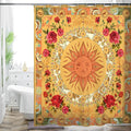 Bohemian Shower Curtain, Boho Floral Print Water Repellent Polyester Fabric for Bathroom Decor, 72×72 Inch Standard Size with 12 Hooks, Also as Room Divider