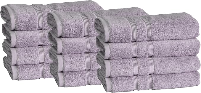 Mosobam Luxury Turkish Set of 12 Hand Towels 16X30 Lavender Aura 700 GSM Bamboo Viscose & Aegean Turkish Combed Cotton