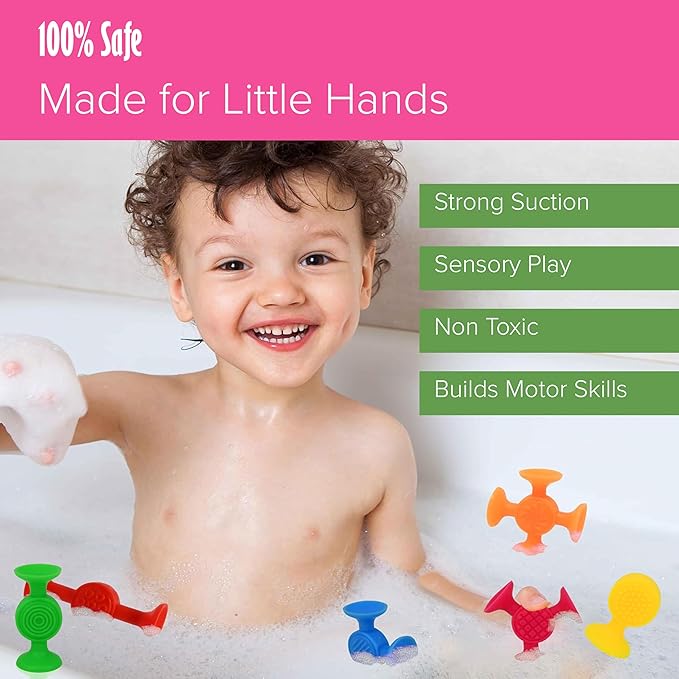 48 Pack Toddler Suction Cup Bath Toys for Kids Ages 1-3, Sensory Bath Toys for High Chair Car Window and Airplane Travel Essentials, Toddler Stocking Stuffers