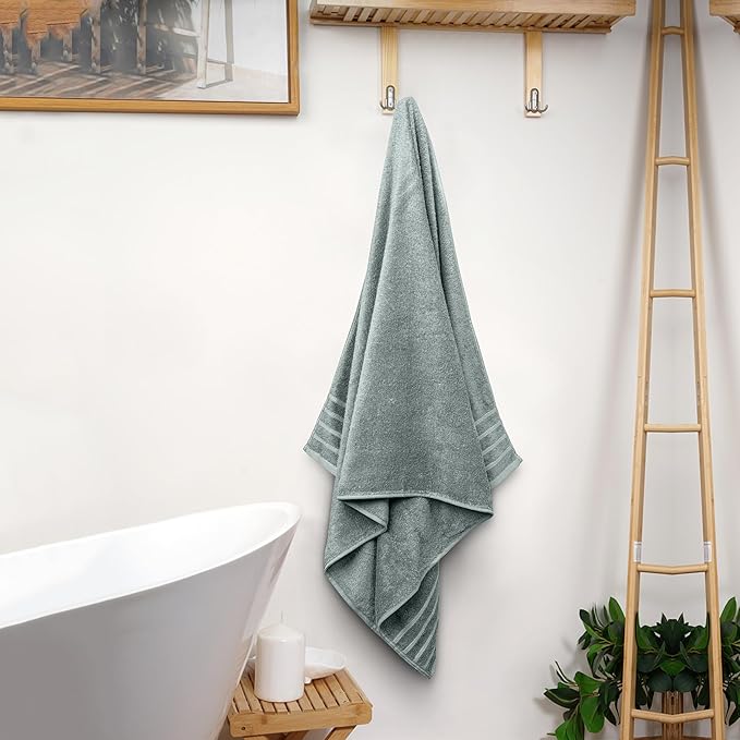 Avalon Towels Bath Towels Set of 4, Size 30 x 60 Inches, Highly Soft and Absorbent, Quick Drying, Lightweight, Perfect for Daily Use (Light Grey)