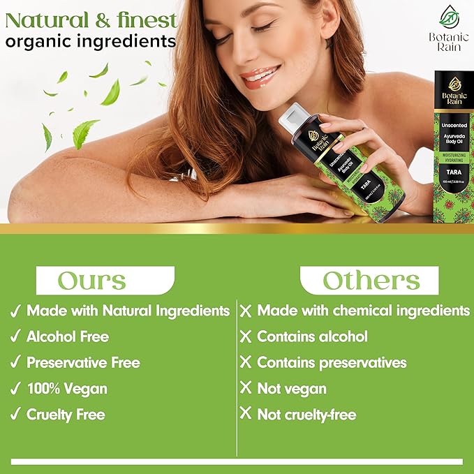 Ayurveda Unscented Body Oil, Natural, Moisturizing & Hydrating Organic Fragrance Free Body Oil For Women And Men, Ayurveda Products For Crepey Skin (Pack of 2)