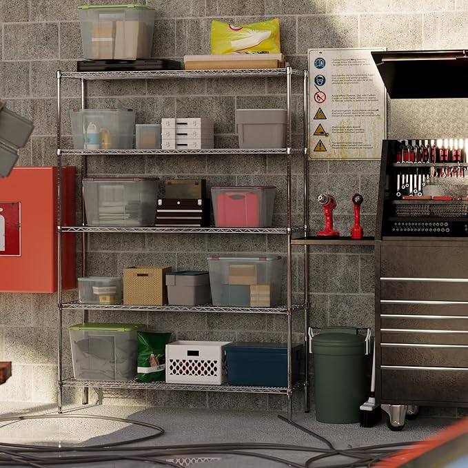 18" Deep x 60" Wide x 86" Height Wire Shelving Kit | 5-Tier | NSF Commercial Storage Rack Unit
