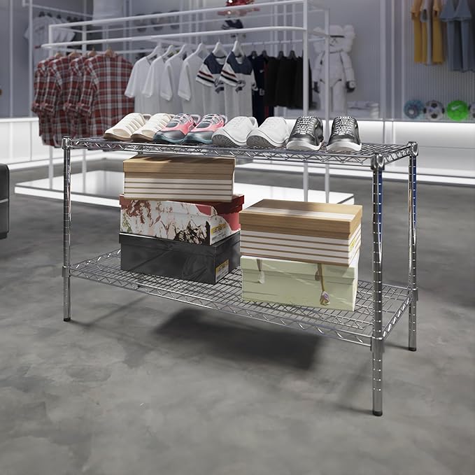 18" Deep x 48" Wide x 27" Height Wire Shelving Kit | 2-Tier | NSF Commercial Storage Rack Unit