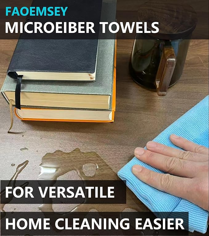 Microfiber Towels,10-Pack,16"x16",420GSM Edgeless,Soft Absorbent,Professional Polishing,Wax Removal,Car Detailing,Home Cleaning Rays,Sky Blue