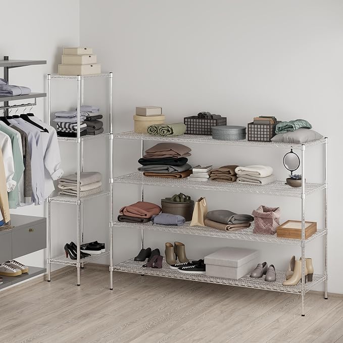 24" Deep x 72" Wide x 54" Height Wire Shelving Kit | 4-Tier | NSF Commercial Storage Rack Unit