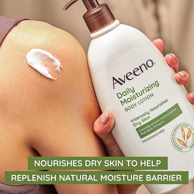Aveeno Daily Moisturizing Lotion & Wash Regimen Pack, Nourishing Daily Moisturizing Body Lotion for Dry Skin, 18 oz, & Hydrating Body Wash with Soothing Prebiotic Oat, 18 oz, 2 Items