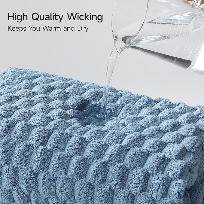 REDKISS Microfiber Bath Towels Set of 4-27x55 Inch Large Waffle Bath Towels for Body, Highly Absorbent, Super Soft, Lint Free Fluffy Shower Towel for Bathroom, Gym, Lightweight Towel Set Blue & Gray