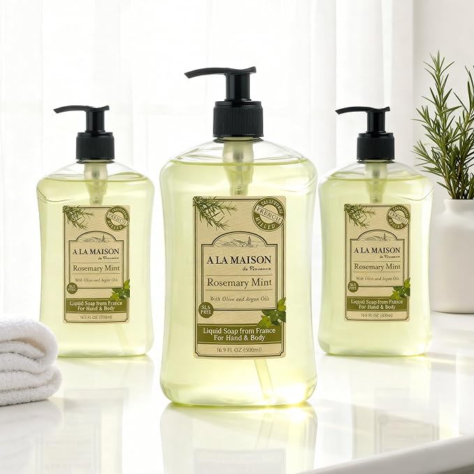 A LA MAISON Liquid Soap - Uses: Hand and Body, Triple Milled, Essential Oils, Biodegradable, Plant Based, Vegan, Cruelty-Free, Alcohol & Paraben Free (16.9 oz, 6 Pack)